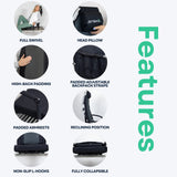 SitBax Padded Bleacher Seat with 360° Swivel, Reclining Backrest, Head Pillow & Backpack Straps – Portable Stadium Chair for Bleachers, Sports Events & Outdoor Seating