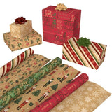 Kirkland Signature Double-Sided Kraft Gift Wrap, 6 Rolls 540 sq. ft., Gift Pack