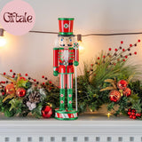 Ornativity 15" Wooden Peppermint Nutcracker Soldier with Glitter Candy Design
