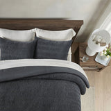 EVERGRACE Textured Velvet Comforter Set, 3-Piece with Down-Alternative Fill