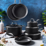 11-Piece Henckels Capri Ceramic Nonstick Cookware Set – Aluminum Pots & Pans with Lids