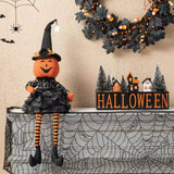 Glitzhome 30" Halloween Fabric Pumpkin Witch Sitter with Jack-O'-Lantern Head