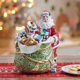 Fitz Floyd St Nicholas Santa Cookie Jar, Ceramic Christmas Holiday 6 Qt Canister