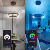 Atomi Aureus Smart Chandelier, 19" Aluminum Housing Color Changing Hue LED Light