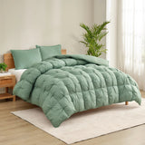 Casual Living Zuri Mega Puff 3-Piece Comforter Set, Reversible Pintuck Bedding Set with Shams