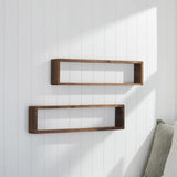 TRINITY 2 Pack 32"W x 4"D x 8"H Stackable Floating Box Knotty Alder Wood Shelves