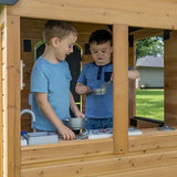 Backyard Discovery Mystic Cedar Wooden Kids Playhouse with Play Kitchen & Dutch