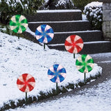 10” Peppermint LED Lawn Stakes with 180 total LEDs, Set of 6