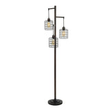 Stylecraft 72” H Piper 3-Light Bronze Floor Lamp with Steel Cage Lamp Shades