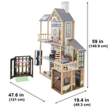 KidKraft 59” Tall Lakeview Villa Wooden Dollhouse & Greenhouse, 3+ Kids Playset
