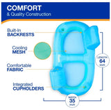 SwimWays Spring Float Premium Duo – 2-Person Inflatable Pool Float Chair with Fast Inflation, Mesh Seating & Cup Holders