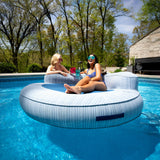 Big Joe Dryside Island Tandem 2-Person Inflatable Pool Float – Fabric Covered Floating Lounge with Air Pump