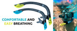 Oceanic Adult 3-Piece Snorkeling Set: Fins Snorkel Panoramic Mask & Carry Bag