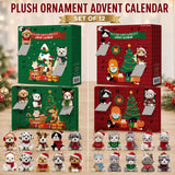 2026 Plush Ornament Advent Calendar 12-Day Set with 12 Dog or Cat Holiday Plush Ornaments