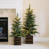 CG Hunter 4' and 3' Pre-Lit Pine Trees with 190 Total Warm White LED Lights