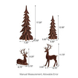 Glitzhome 4-Pc Flocked Brown Reindeer & Tree Christmas Table Decor Set, 17.25" H