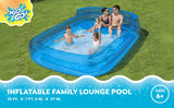 H2OGO 10ft Inflatable Family Pool Lounge w/ Bench Seat Headrest Cup Holders PVC