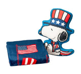 Peanuts Snoopy & Woodstock Old Glory Cloud Throw Blanket and Plush Pillow Set