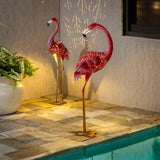 Evergreen 35”H Solar LED Flamingo Pair, Set of 2