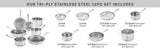 T-fal Tri-Ply Stainless Steel Cookware Set, 12-Piece, Induction Compatible