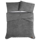 Frye 2" Solid Channel Luxury Faux Fur Comforter 3 Piece Queen Set, Reversible