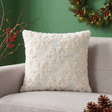 Holiday Embroidered Faux Fur Throw Pillow, 20" x 20", Reversible with Fill