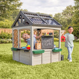 KidKraft Garden & Grow Outdoor Wooden Greenhouse Playhouse with Kitchen, Planter