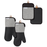 KitchenAid 4-Pc Herringbone Silicone Oven Mitts Potholders Heat Resistant Set