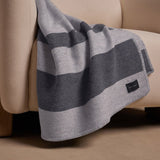 Banana Republic Wool & Cotton Jacquard Throw 60" × 70" Strip Blanket Stitch Trim