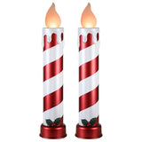 Mr. Christmas 36" Striped Metallic Blow Mold Candle - 2-pack Red & White Candles