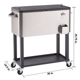 Trinity Stainless Steel Ice Cart Cooler with Swiveling Locking Wheels