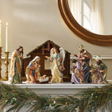 Member's Mark Hand-Painted Nativity Set with Creche & Removable Baby Jesus, 9-Piece