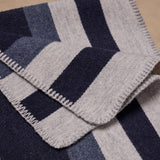 Banana Republic Wool & Cotton Jacquard Throw 60" × 70" Strip Blanket Stitch Trim