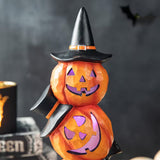 14.25 in. H Halloween Lighted Stacked Resin Pumpkin Table Decor