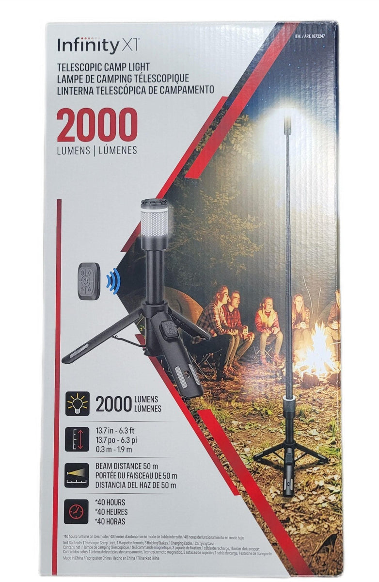 Infinity X1 2000 Lumen Telescopic Camp Light - Telescoping Tripod Cam ...