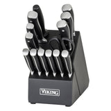 Viking 15-Piece German Steel Knife Block Set with Rubberwood Block