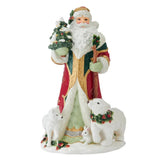 Fitz & Floyd Woodland Holiday Santa Ceramic Figurine, 18.25" Tall, Model 5330652