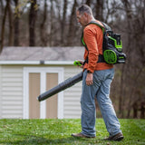 Greenworks 80V Backpack Leaf Blower, 800 CFM, 195 MPH, with Leaf Tarp