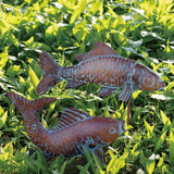 CLYB Metal Koi Fish Garden Statues with 11" Ground Stakes, 2-pack Antique Copper