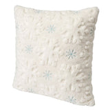 Holiday Embroidered Faux Fur Throw Pillow, 20" x 20", Reversible with Fill
