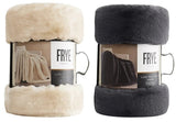 FRYE Luxe Faux Fur Throw 60" × 70" Reversible Plush 1150 GSM Heavyweight Blanket
