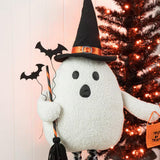 Glitzhome 38" Adjustable Lighted Fabric Ghost with Telescoping Legs and LED Eyes