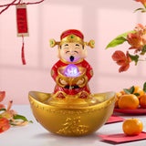 9.1" God of Wealth LED Rotating Ball Indoor Water Fountain, New Year Lucky Decor