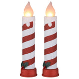 Mr. Christmas Outdoor Decoration 24-inch Tall Red & White Blow Mold Candle, 2-pk