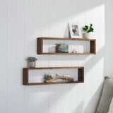 TRINITY 2 Pack 32"W x 4"D x 8"H Stackable Floating Box Knotty Alder Wood Shelves