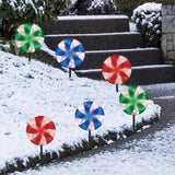10" Peppermint LED Lawn Stakes Set 6-Pack with 180 Lights, Connect up to 20 Sets