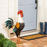 35" H Metal Farmhouse Rooster Decor, Metal Chicken Sculpture