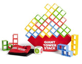 Giant Tower Stack Stacking Game, Up to 4 ft., Rocking Balance Base & Case