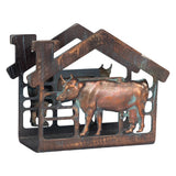 CLYB Metal Cow Napkin Holder with Calf Design, Antique Copper Patina Farmhouse Table Décor