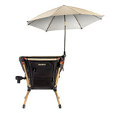 Bumboo Packable Bamboo Camping Chair with Adjustable Sun Shade, Cooler Bag & Cup Holder